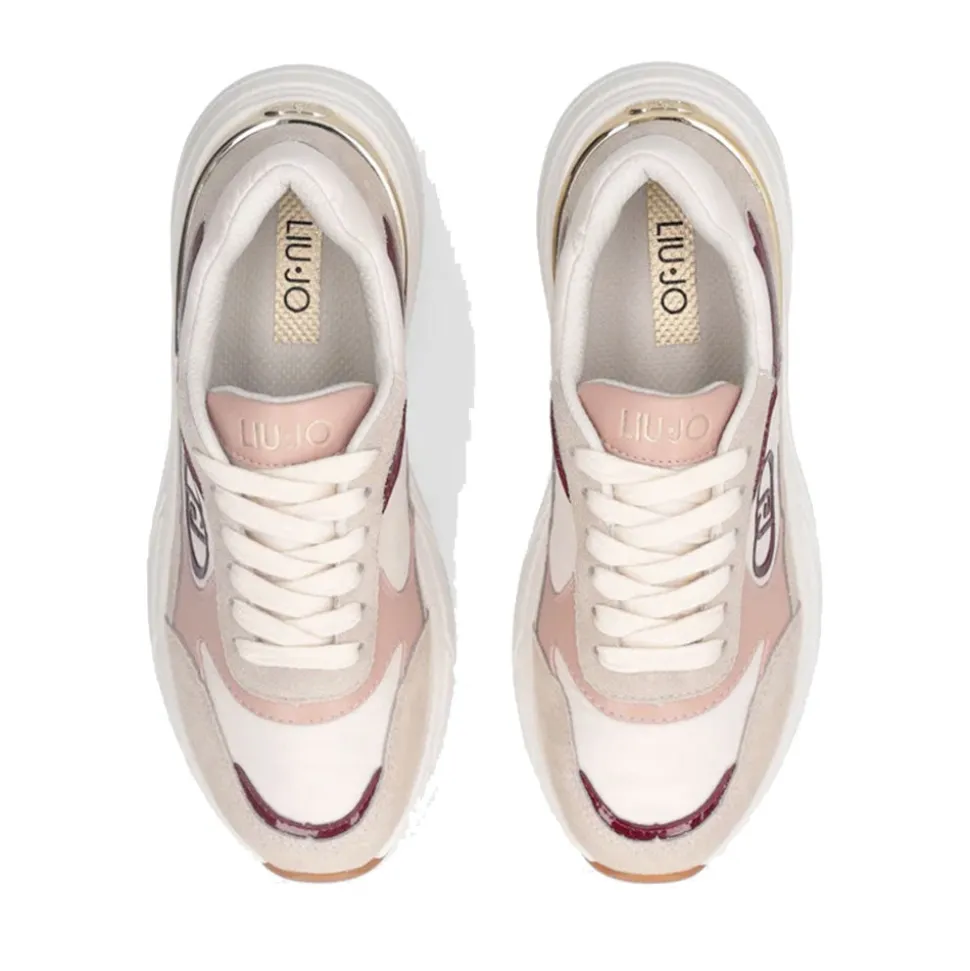 Sneakers Donna LIU JO LJ01 01 in Suede e Nylon colore Rope Milk e Cremisi