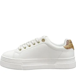 Sneakers Platform 1A Classe Alviero Martini in Eco Nappa Bianca con Dettaglio Geo Beige 2412