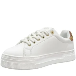 Sneakers Platform 1A Classe Alviero Martini in Eco Nappa Bianca con Dettaglio Geo Beige 2412