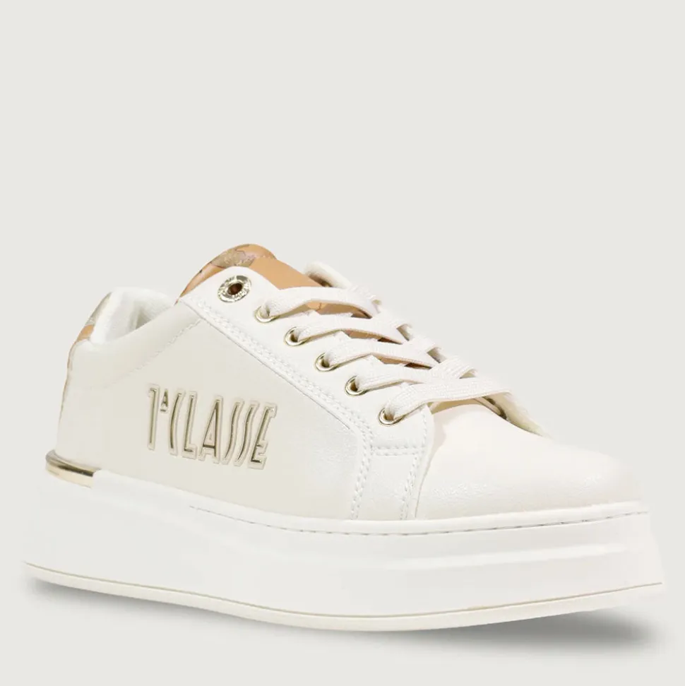 Sneakers Platform 1A Classe Alviero Martini Bianco Sporco con Inserto Geo Beige 2420