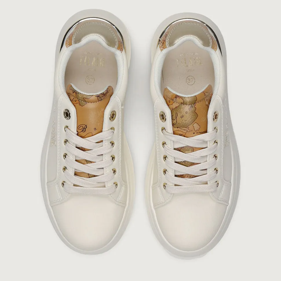 Sneakers Platform 1A Classe Alviero Martini Bianco Sporco con Inserto Geo Beige 2420