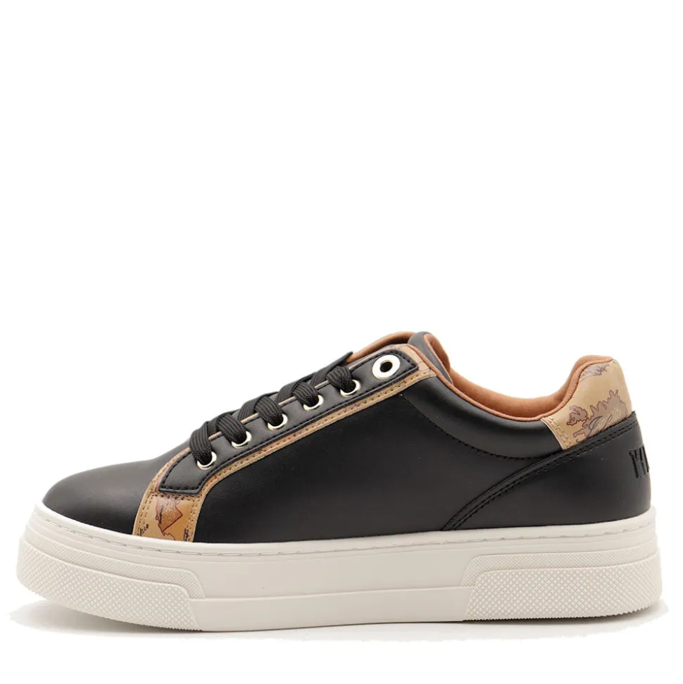 Sneakers Platform 1A Classe Alviero Martini in Eco Nappa Nera con Inserti Geo Beige 2279
