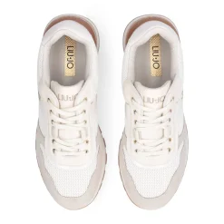 Sneakers Platform Donna LIU JO Amazing 38 in Suede e Mesh color Latte e Bianco