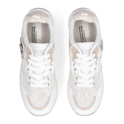 Sneakers Platform Donna LIU JO Maxi Wonder 01 in Pelle e Mesh Bianco con Paillettes