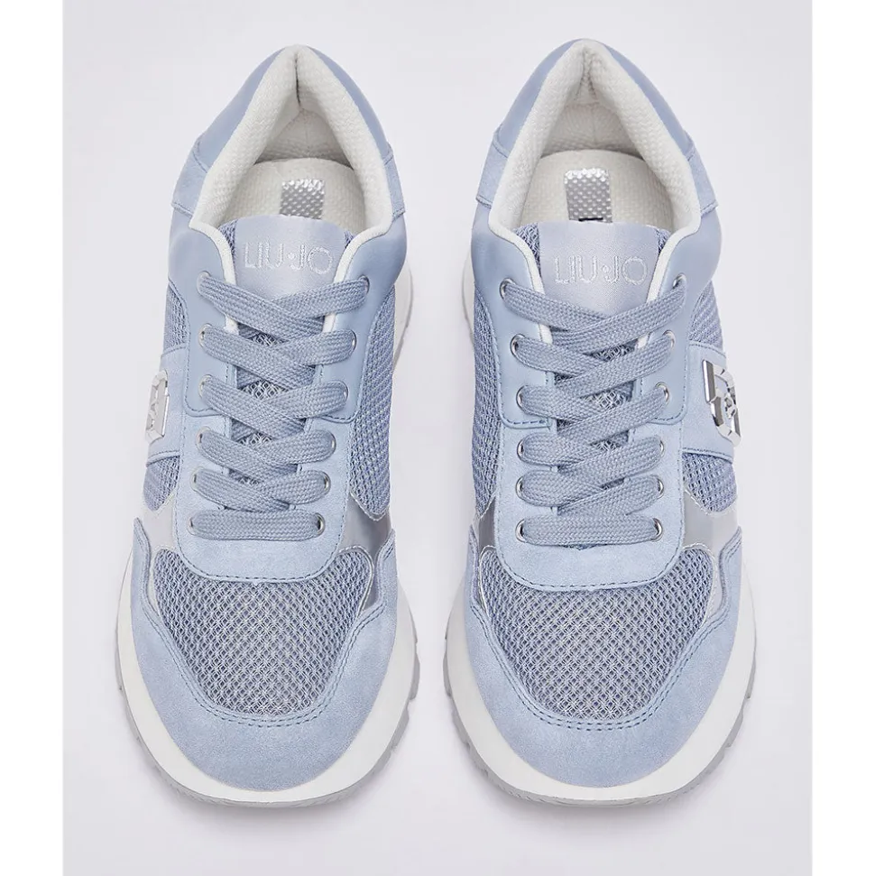 Sneakers Platform Donna LIU JO Amazing 43 Bis in Suede e Mesh Azzurro