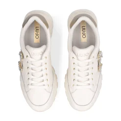 Sneakers Platform Donna LIU JO Amazing 25 in Pelle color Latte e Logo Gioiello