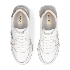 Sneakers Platform Donna LIU JO Amazing 25 in Pelle Bianca e Inserti Laminati Oro
