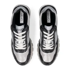 Sneakers Platform Donna LIU JO Amazing 38 in Pelle Stampata e Inserti Metallizzati Nero Silver