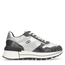 Sneakers Platform Donna LIU JO Amazing 38 in Pelle Stampata e Inserti Metallizzati Nero Silver