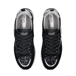 Sneakers Platform Donna LIU JO Maxi Wonder 01 in Suede e Paillettes Nero
