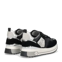 Sneakers Platform Donna LIU JO Maxi Wonder 01 in Suede e Paillettes Nero