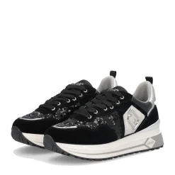 Sneakers Platform Donna LIU JO Maxi Wonder 01 in Suede e Paillettes Nero
