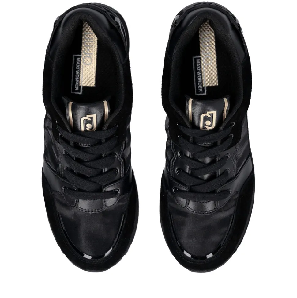Sneakers Platform Donna LIU JO Maxi Wonder 91 in Suede Nylon e Vernice Nero