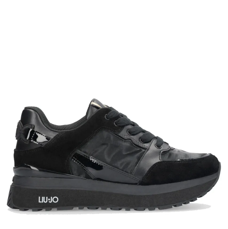 Sneakers Platform Donna LIU JO Maxi Wonder 91 in Suede Nylon e Vernice Nero