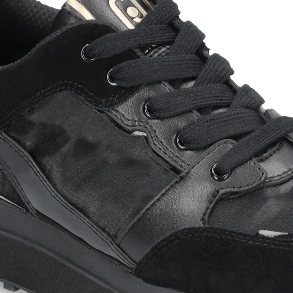 Sneakers Platform Donna LIU JO Maxi Wonder 91 in Suede Nylon e Vernice Nero