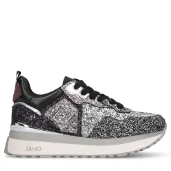 Sneakers Platform Donna LIU JO Maxi Wonder 01 Full Glitter Silver Amarone