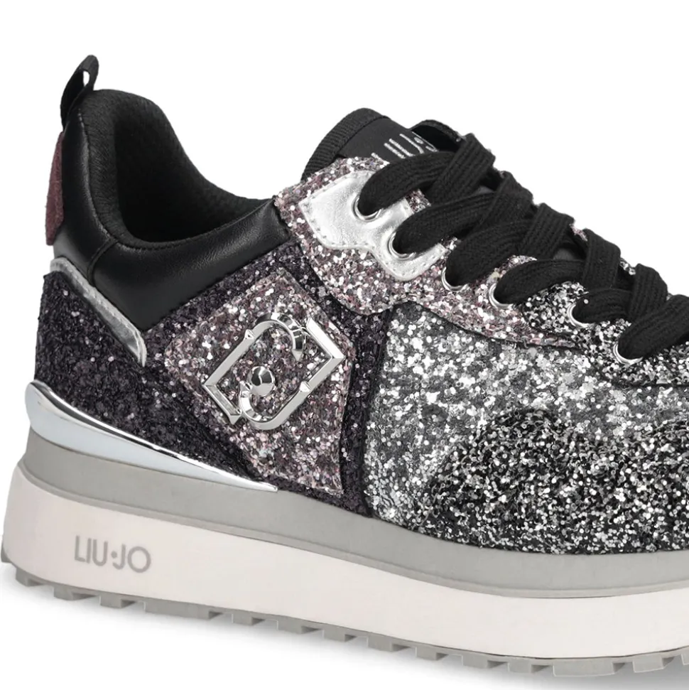 Sneakers Platform Donna LIU JO Maxi Wonder 01 Full Glitter Silver Amarone