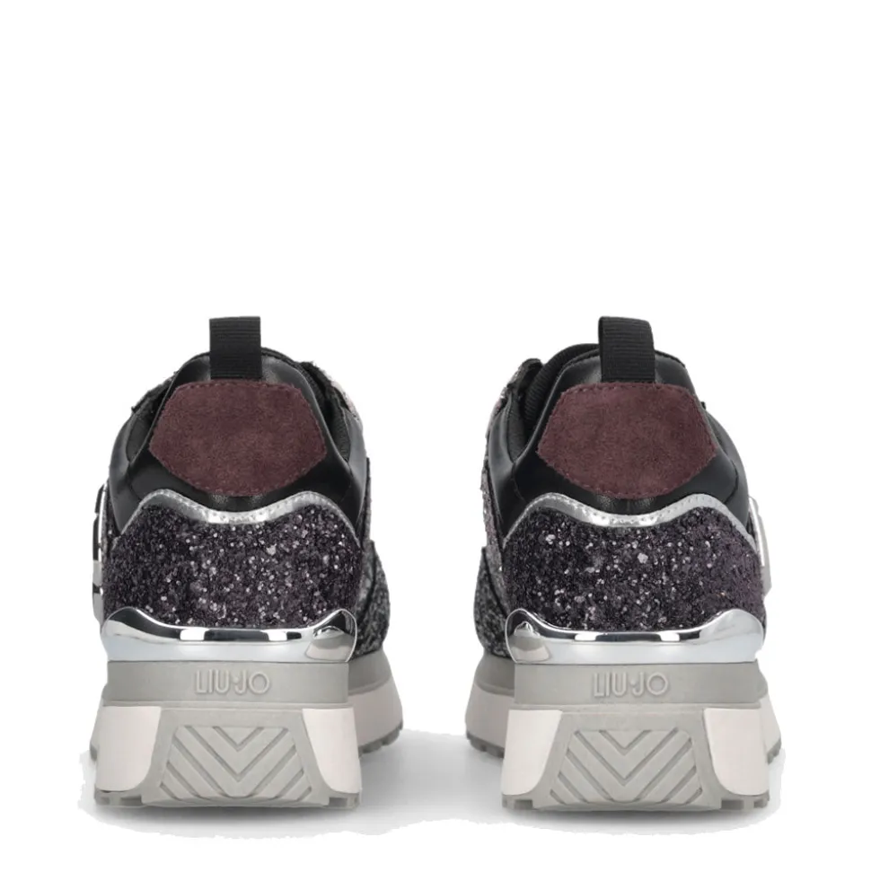 Sneakers Platform Donna LIU JO Maxi Wonder 01 Full Glitter Silver Amarone