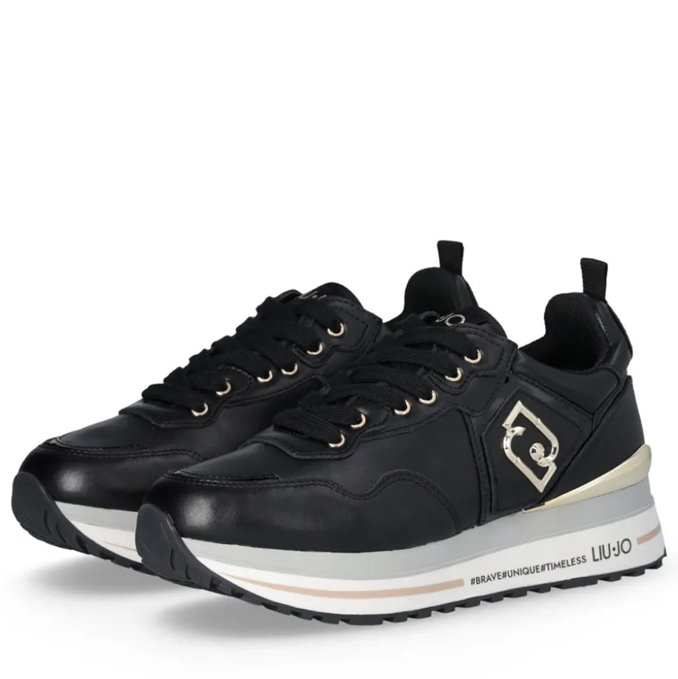 Sneakers Platform Donna LIU JO Maxi Wonder 01 in Pelle Nera