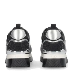 Sneakers Platform Donna LIU JO Maxi Wonder 01 in Raso Sfumato e Strass Black e White