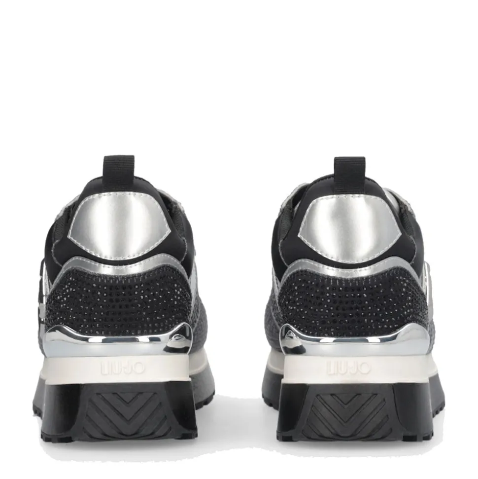Sneakers Platform Donna LIU JO Maxi Wonder 01 in Raso Sfumato e Strass Black e White
