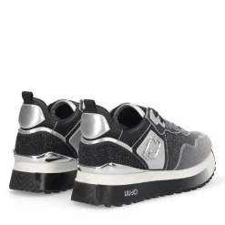 Sneakers Platform Donna LIU JO Maxi Wonder 01 in Raso Sfumato e Strass Black e White