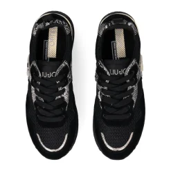 Sneakers Platform Donna LIU JO Maxi Wonder 01 in Suede e Mesh con Stampa Pitone Black