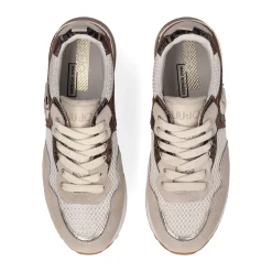 Sneakers Platform Donna LIU JO Maxi Wonder 01 in Suede e Mesh con Stampa Pitone Corda e Marrone