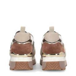Sneakers Platform Donna LIU JO Maxi Wonder 01 in Suede e Mesh con Stampa Pitone Corda e Marrone