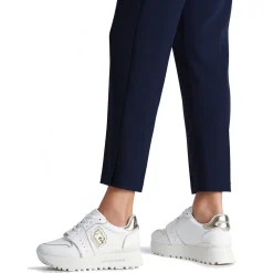 Sneakers Platform Donna LIU JO Maxi Wonder 85 in Pelle Bianca con Inserti Laminati Oro
