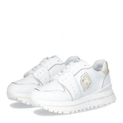 Sneakers Platform Donna LIU JO Maxi Wonder 85 in Pelle Bianca con Inserti Laminati Oro