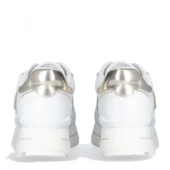 Sneakers Platform Donna LIU JO Maxi Wonder 85 in Pelle Bianca con Inserti Laminati Oro