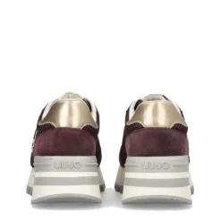 Sneakers Platform LIU JO Amazing 25 in Suede e Mesh Cremisi Light Gold