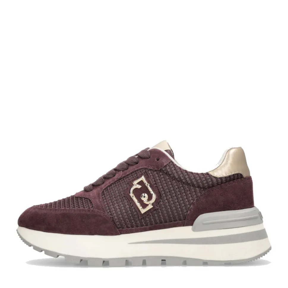 Sneakers Platform LIU JO Amazing 25 in Suede e Mesh Cremisi Light Gold