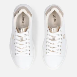 Sneakers Platform LIU JO Babol 01 in Pelle Bottalata Bianca e Inserto Metallizzato Light Gold