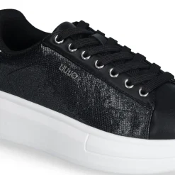 Sneakers Platform LIU JO Babol 01 Laminate Effetto Lizard Black Silver