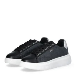 Sneakers Platform LIU JO Babol 01 Laminate Effetto Lizard Black Silver