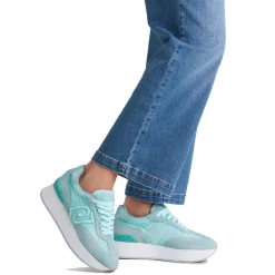 Sneakers Platform LIU JO Dreamy 02 in Suede e Nylon Verde Acqua