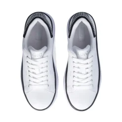 Sneakers Platform LIU JO Selma 16 in Pelle Bianca con Inserto in Raso Nero con Strass