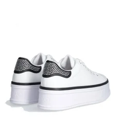 Sneakers Platform LIU JO Selma 16 in Pelle Bianca con Inserto in Raso Nero con Strass