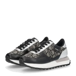 Sneakers Running LIU JO Evelyn 915 in Tessuto Jacquard con Logo Monogram Black Silver