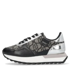 Sneakers Running LIU JO Evelyn 915 in Tessuto Jacquard con Logo Monogram Black Silver