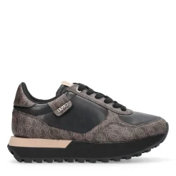 Sneakers Running LIU JO Evelyn 915 effetto Saffiano con Logo Monogram All Over Marrone e Nero