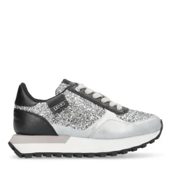Sneakers Running LIU JO Evelyn 915 Full Glitter Silver con Inserti Laminati