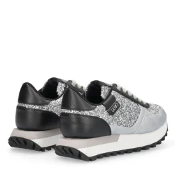Sneakers Running LIU JO Evelyn 915 Full Glitter Silver con Inserti Laminati