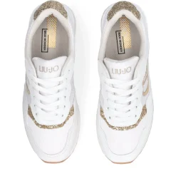 Sneakers Running LIU JO Maxi Wonder Low 02 Bis in Nylon Bianco con Inserti Glitter