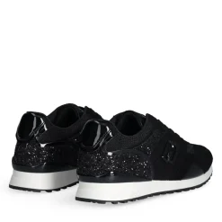 Sneakers Running LIU JO Maxi Wonder Low 02 in Glitter Mesh e Suede Nero