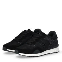 Sneakers Running LIU JO Maxi Wonder Low 02 in Glitter Mesh e Suede Nero