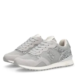 Sneakers Running LIU JO Maxi Wonder Low 02 in Glitter Mesh e Suede Loft Silver