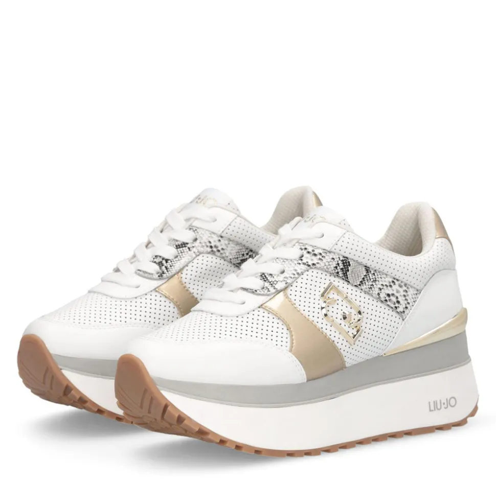 Sneakers Super Platform Donna LIU JO Maxi Wonder Plus 02 Bis in Pelle Traforata Bianca